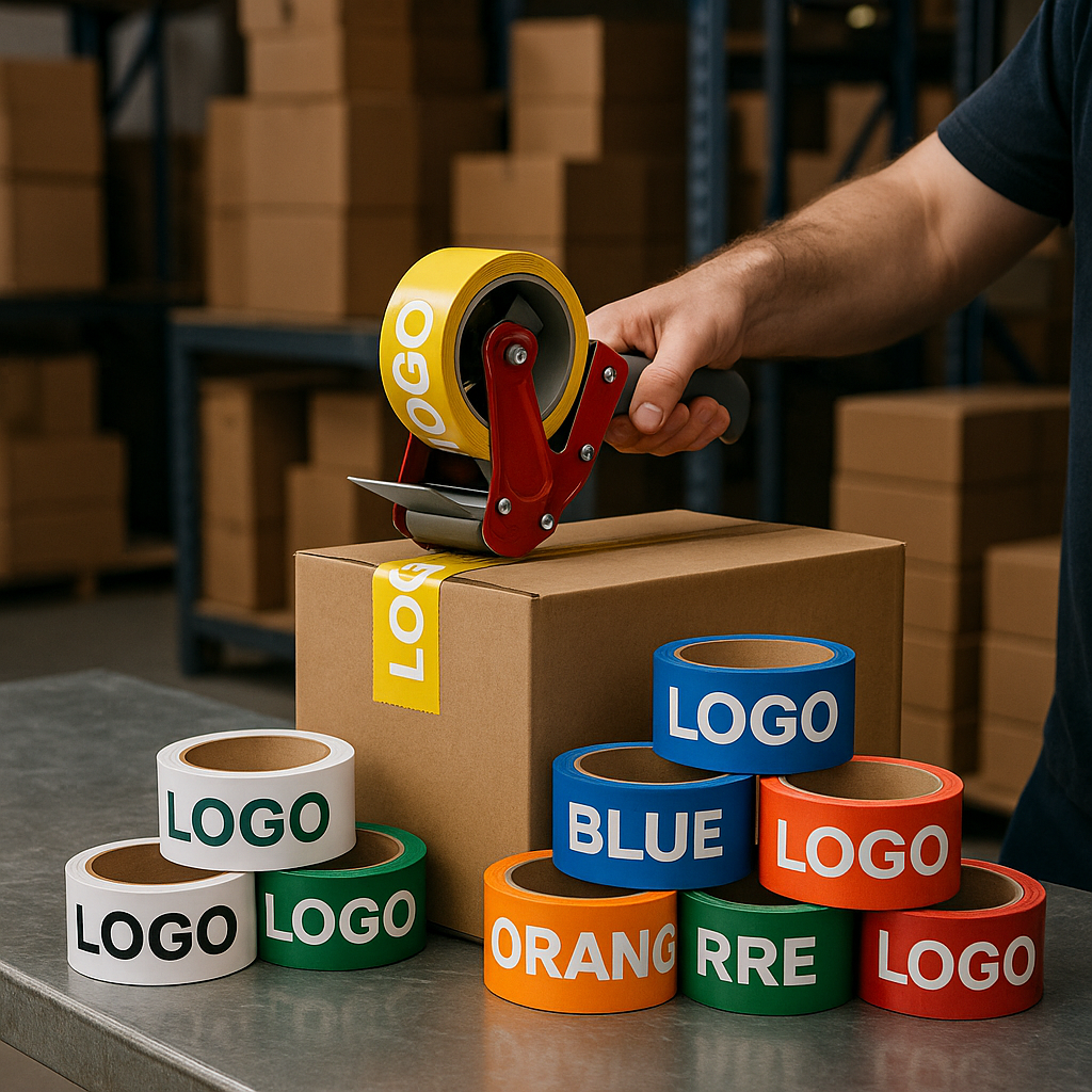 Lipnios juostos su logotipais hot melt klių pagrindu